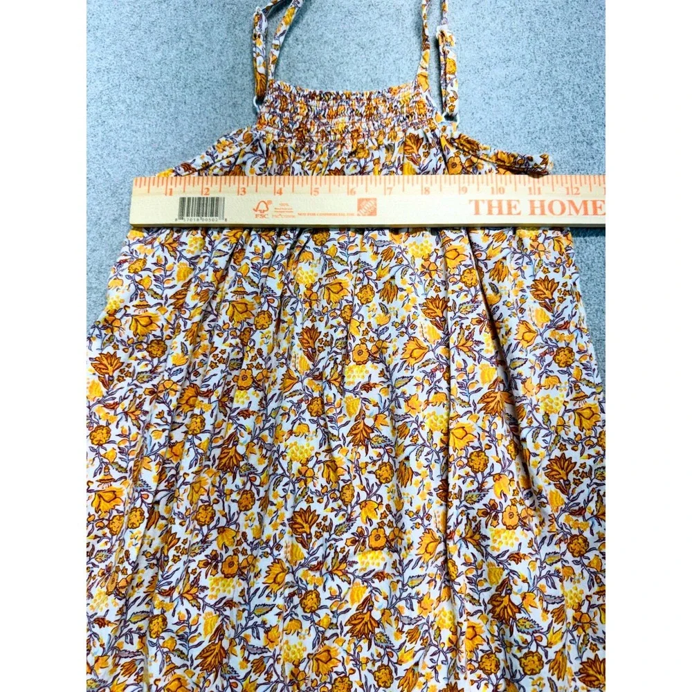 Old Navy Tiered Cami Dress Kids Size S 6-7 Yellow Floral Smocked Boho Sundress